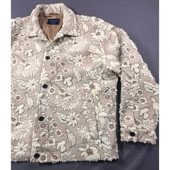 Abercrombie & Fitch Floral Tapestry Workwear Jacket Tan Cream XXL AF-1892